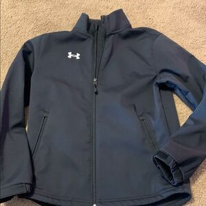 Under Armour Softshell Jacket Boys YXL 14 16 Black Full Zip